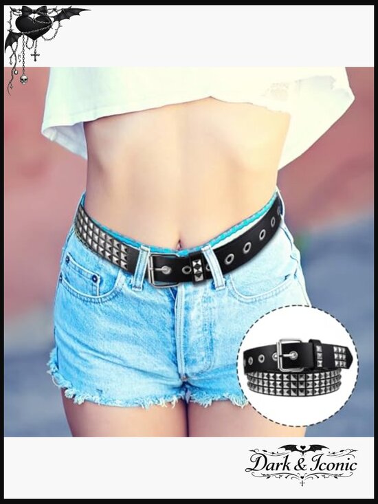 4 Pc Faux Leather Studded Gothic Punk Belt Set - Unisex Grommet